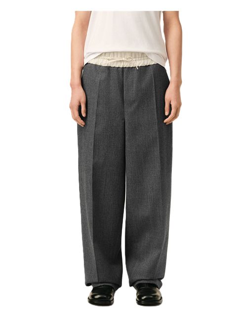 Pantaloni elasticizzati in gabardine di lana e satin. Ami Paris | HTR917.WV0216A189 CARBON